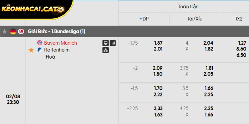 Soi kèo Bayern Munich vs Hoffenheim qua tỷ lệ